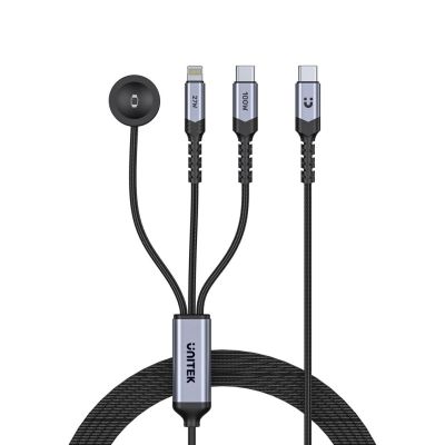 2. UNITEK 3-in-1-USB-C-Kabel USB-C + Lightning + AW, PD 100 W, 480 Mbit/s, 1,2 m