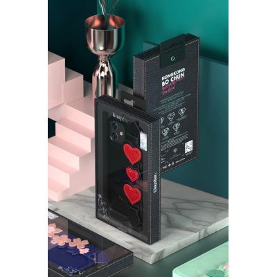 5. Kingxbar Sweet Series Gel-Hülle verziert mit originalen Swarovski-Kristallen mit Ständer iPhone 12 Pro / iPhone 12 schwarz