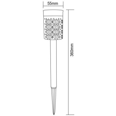 8. Solarlampe mit Flammeneffekt, 5,5 x 36 cm, 6 LEDs
