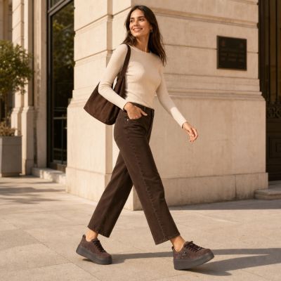 12. Damen-Plateauschuhe aus braunem Leder, Modell Filippo 6246