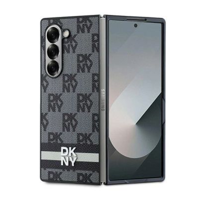 DKNY Checkered Pattern Printed Stripes Hülle für Samsung Galaxy Z Fold 6 – Schwarz