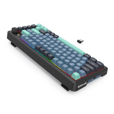 8. REDRAGON K724GBG-RGB-PRO Behemoth-Tastatur USB + RF Wireless + Bluetooth Grau, Blau