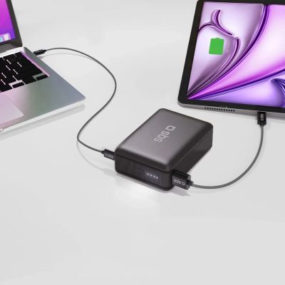 11. Powerbank SBS 20000mAh 65W PD AFC USB-C USB-A für Laptop, Tablet, Smartphone - schwarz