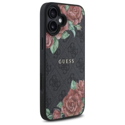 4. Guess GUHMP16SP4ROPEMCK iPhone 16 6,1" schwarz/schwarzes Hardcase 4G Flowers Print MagSafe