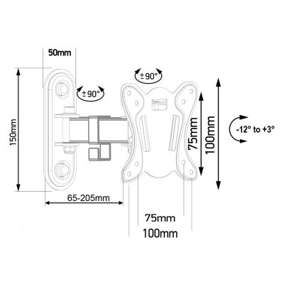 4. MACLEAN Wandhalterung für Fernseher oder Monitor, max. VESA 100x100, 13-32", 30 kg, Schwarz, MC-416