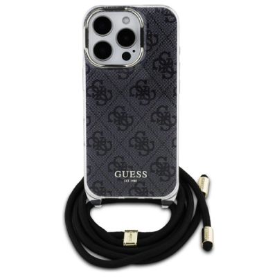 2. Guess Crossbody Cord 4G Print Case mit Lanyard für iPhone 16 Pro – Schwarz