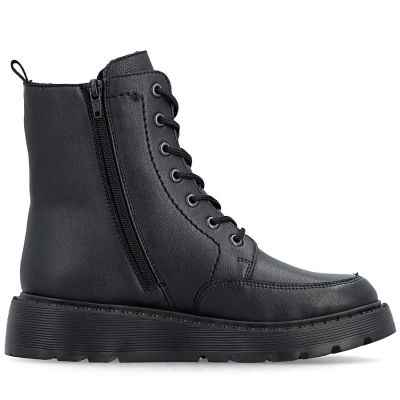 2. Schwarze Damen-Ankle-Boots aus Leder mit Plateau, Rieker 70410-00