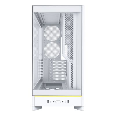 2. Montech HS02 PC-Gehäuse, Midi-Tower, ATX, gehärtetes Glas, ARGB – Weiß