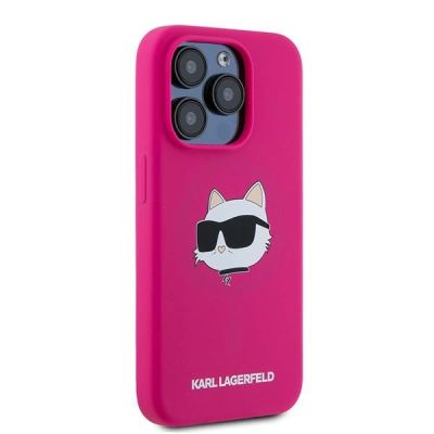 4. Karl Lagerfeld Silikon Choupette Head MagSafe Hülle für iPhone 15 Pro Max – Rosa