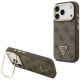 Guess 4G PU Dreieck-Logo & Standkamera Magsafe Hülle für iPhone 17 Pro - Braun