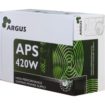 5. Inter-Tech Argus APS Netzteil – 420 W – 115–230 V – 47–63 Hz – +12V1, +12V2, +3,3V, +5V, +5Vsb, -12V – Aktiv – 103 W