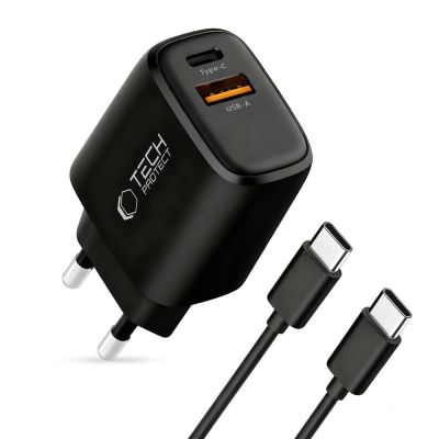 3. Tech-Protect NCA45W-GAN 2-Port 45W Wandladegerät mit USB-C-Kabel – Schwarz