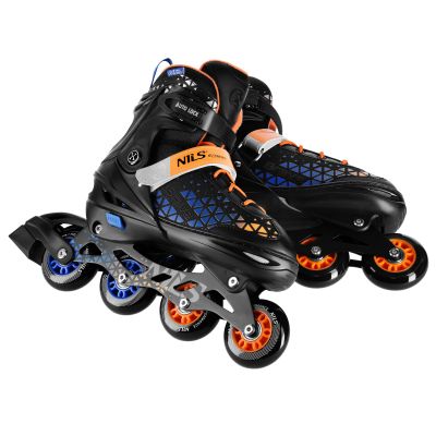5. NH18190A 4-in-1-Rollschuhe BRAVE blau-orange Größe L (39–43) mit austauschbarer Hockeykufe NILS EXTREME
