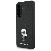 Karl Lagerfeld Fixed Glitter Ikonik Logo Metal Pin Case für Samsung Galaxy A56 - Schwarz