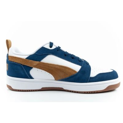 4. Puma Rebound v6 Herren-Sportschuhe, modisch und bequem, weiß, marineblau, braun