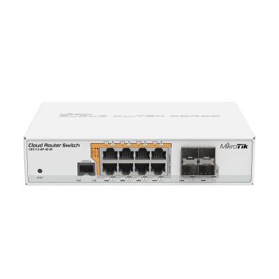 Mikrotik CRS112-8P-4S-IN Gigabit-Ethernet-Netzwerk-Switch (10/100/1000) mit PoE-Unterstützung, Weiß
