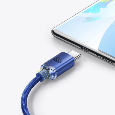 9. Baseus Crystal Shine Serie Schnelllade-Datenkabel USB Typ A auf USB Typ C 100W 2m blau (CAJY000503)