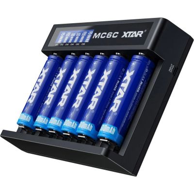 4. XTAR Ladegerät für zylindrische Lithium-Ionen-Akkus 18650 – 6 Kanäle MC6C