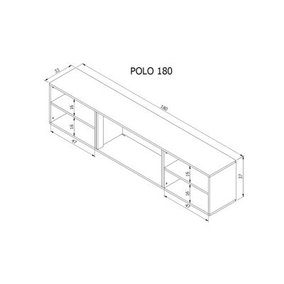 POLO TV-Schrank 180x33x39 schwarz + schwarzer Kamin