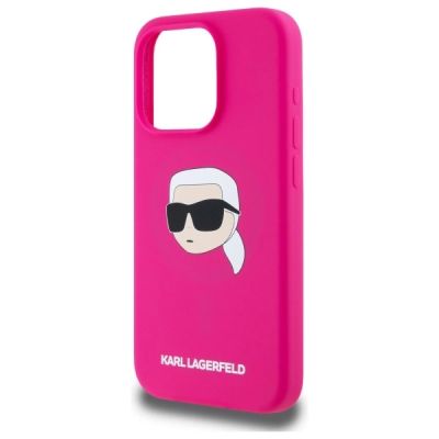 6. Karl Lagerfeld KLHMP15LSKHPPPLF iPhone 15 Pro 6,1" Fuchsia/Fuchsia Hardcase Silikon Karl Head Print MagSafe