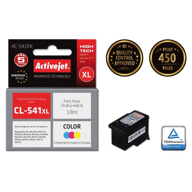2. Activejet AC-541RX Tinte (Ersatz für Canon CL-541XL; Premium; 18 ml; Farbe)