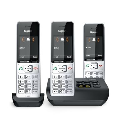 3. Gigaset 500A Comfort Trio Schnurlostelefon - Anrufbeantworter - ECO DECT\GAP\CAT-iq - Silber + 2 zusätzliche Mobilteile