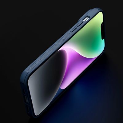 11. Nillkin Textured S Case für iPhone 14 Plus, gepanzerte Hülle mit Kameraabdeckung, blau