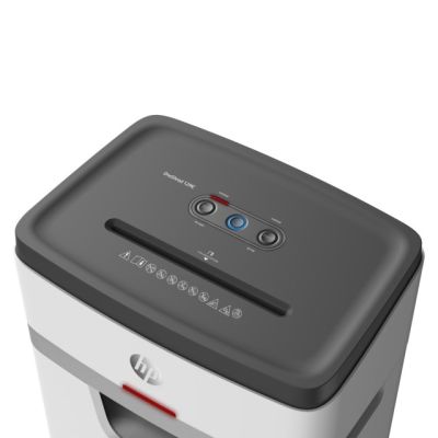 9. HP ONESHRED Aktenvernichter 12MC, Mikroschnitt, P-5, 12 Blatt, 25 l, lichtgrau