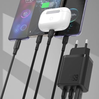 3. Dudao A29C 65W GaN Wandladegerät + USB-C Kabel - Schwarz