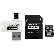 GoodRam All-in-One M1A4-1280R12 Speicherkarte mit Adapter und Kartenleser (128 GB; Klasse 10; Adapter, MicroSDHC-Kartenleser, Speicherkarte)