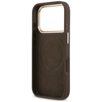 7. Guess 4G Logo Plate MagSafe Schutzhülle für iPhone 18 Pro Max / 17 Pro Max – Braun