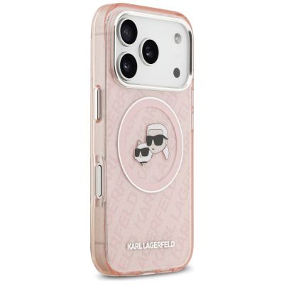 4. Karl Lagerfeld IML Glitter Karl & Choupette Heads Logo MagSafe Hülle für iPhone 17 Pro - Pink