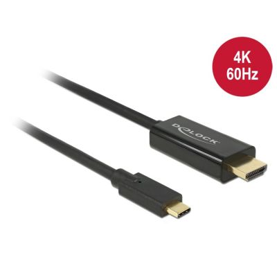 2. DeLOCK 85291 2m USB Typ-C HDMI-Kabeladapter Schwarz