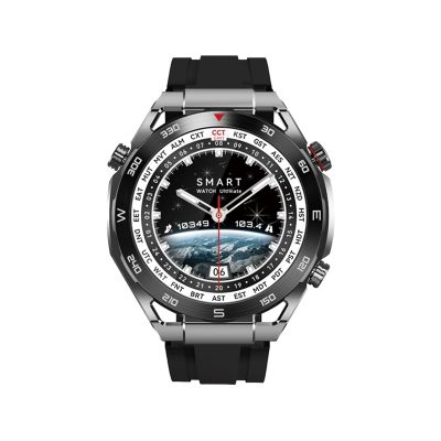 8. VELTORI VT100-1 Smartwatch + Schwarzes Silikonarmband + Schwarzes Öko-Leder