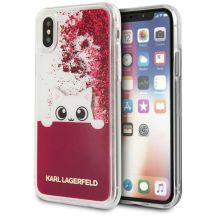 Karl Lagerfeld iPhone X Hülle mit flüssigem Glitzer – Pink