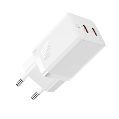 Baseus GaN5 Pro 40W 2xUSB-C Wandladegerät – Weiß