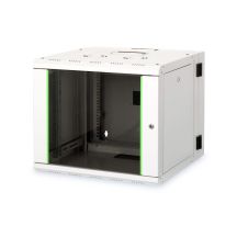 Digitus Unique 19" 9U 600x600 Wand-Netzwerkschrank, Glastür, grau, segmentiert, faltbar, 100 kg