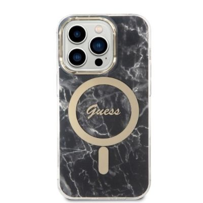 3. Set Guess GUBPP14LHMEACSK Hülle + Ladegerät iPhone 14 Pro 6.1" schwarz/schwarz Hartschale Marble MagSafe