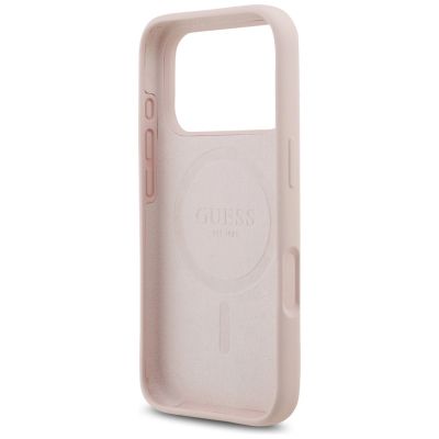 7. Guess Silicone Script Metal Logo MagSafe Case für iPhone 17 Pro - Pink