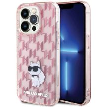 Karl Lagerfeld Monogram Choupette Hülle für iPhone 15 Pro Max – Rosa