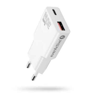 2. EVERACTIVE NETZLADEGERÄT 1 X USB, 1 X USB-C QUICK CHARGE 3.0 30W SUPER SLIM WEISS SC-380Q