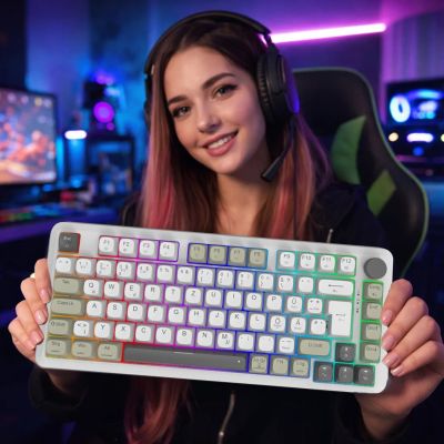 Inca IKG-455 Gaming-Tastatur USB + RF Wireless + Bluetooth QWERTY Deutsch Weiß