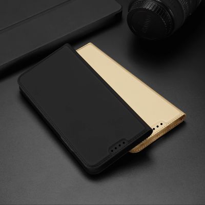 13. Dux Ducis Skin Pro Hülle für Xiaomi Redmi 11A / Poco C55 / Redmi 12C Cover Flip Card Wallet Stand Gold