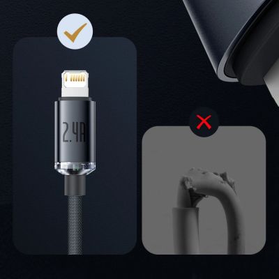15. Baseus Crystal Shine Series Kabel USB-Kabel für schnelles Aufladen und Datenübertragung USB Typ A - Lightning 2.4A 2m blau (CAJY000103)