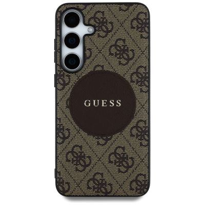 3. Guess 4G Round Patch Classic Logo MagSafe Hülle für Samsung Galaxy S25 braun