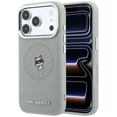 Karl Lagerfeld Point & Choupette Sketch MagSafe Hülle für iPhone 18 Pro Max / 17 Pro Max – Grau