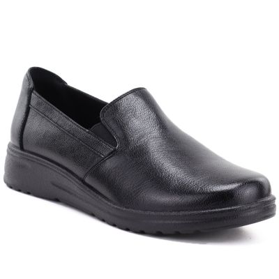 Schwarze Damen-Keilsandalen aus Leder zum Hineinschlüpfen, Potocki JE19505