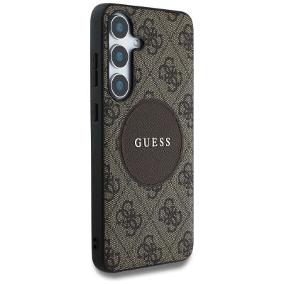 4. Guess 4G Round Patch Classic Logo MagSafe Hülle für Samsung Galaxy S25 braun