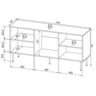 4. HOLE Kommode 152x42,5xH74,5 schwarz matt