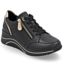 Schwarze Damen-Keilsneaker aus Leder von Remonte Rieker (Modell D0T03-03)